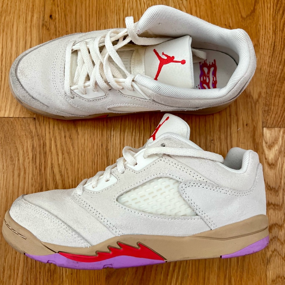 Jordan 5 Low Retro Kids Pale Ivory/Desert/Rush/Fuchsia/Fusion Red